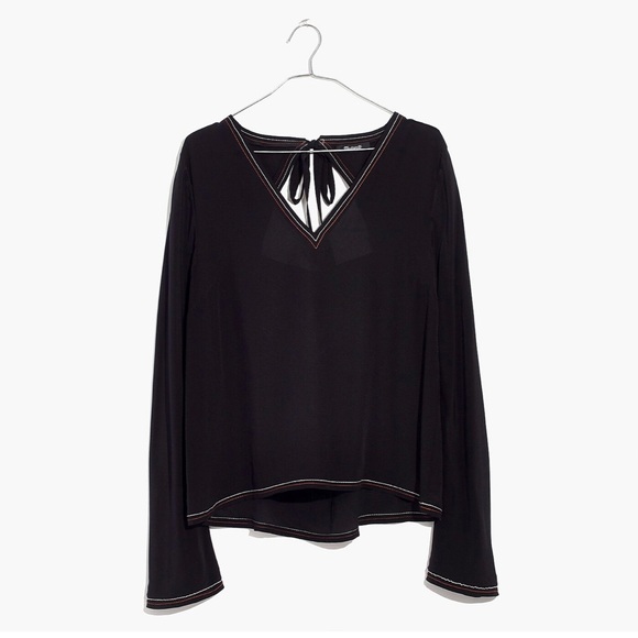 Madewell Silk Stitched Tie-Back Top - Picture 5 of 6